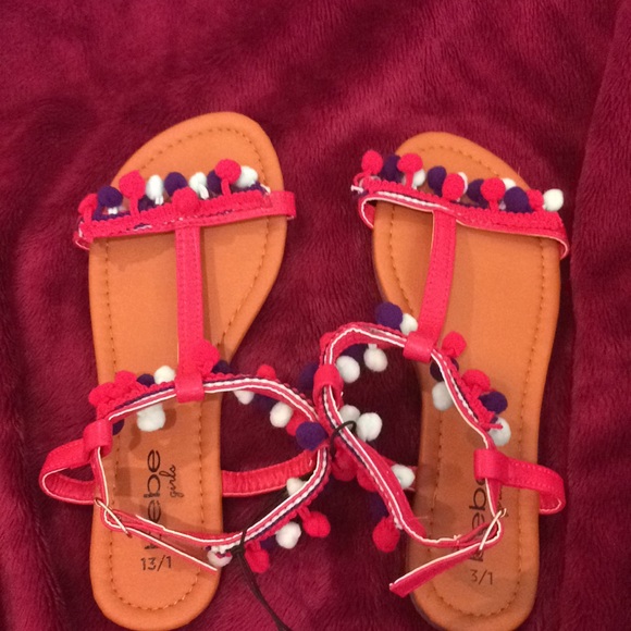 bebe Other - Bebe girls pompon sandals size 13/1 purple, pink